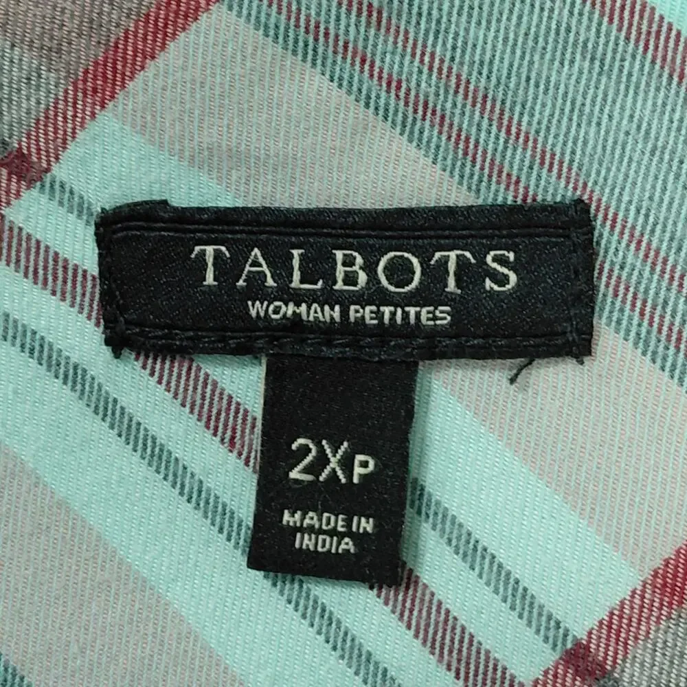 Talbots Multicolor Plaid Button-Front Button-Up Shirt Women Petite Size 2XP